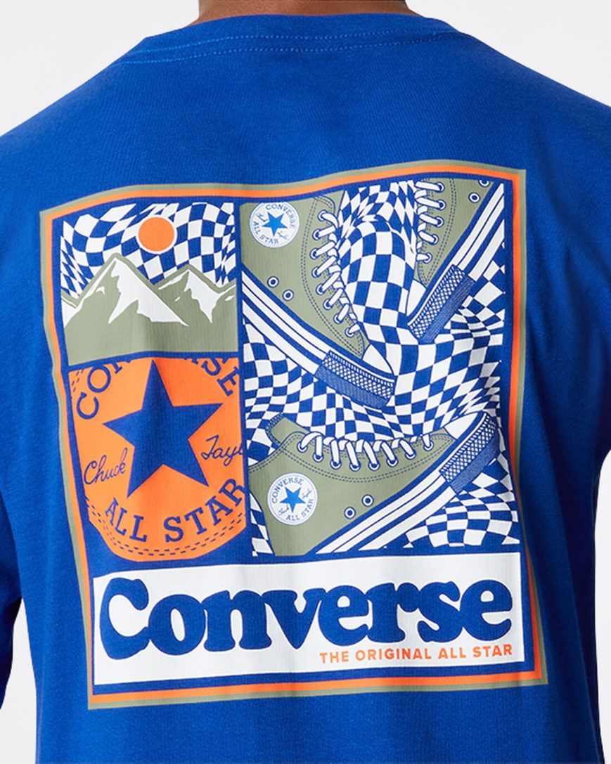 Camiseta Converse Long Sleeve Sneaker Collage Menino Azuis | PT K095P84